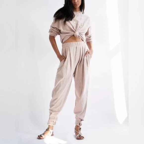 FREE PEOPLE Beach Sweatpants and Sweatshirt Set in Rose Pearl - Picture 2 of 14